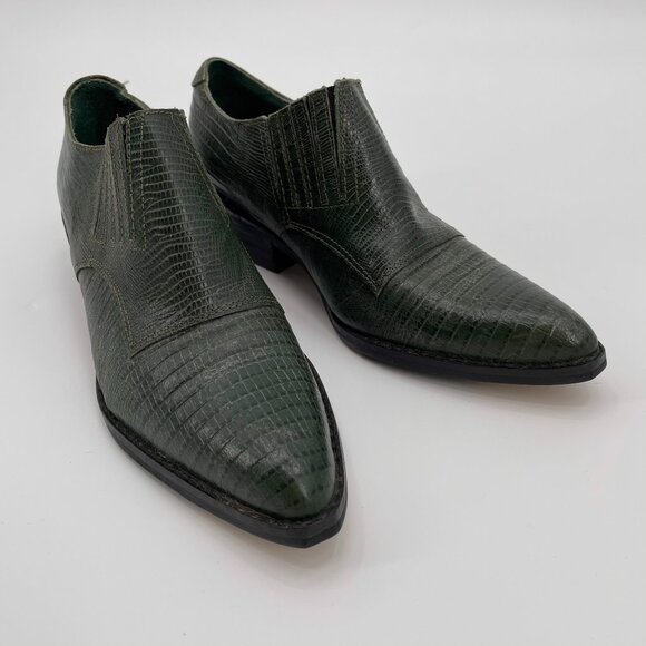 Vintage Western Green Leather Pointed Ankle Booties Ankle Boots Ashley | 5/5.5 - Picture 13 of 15